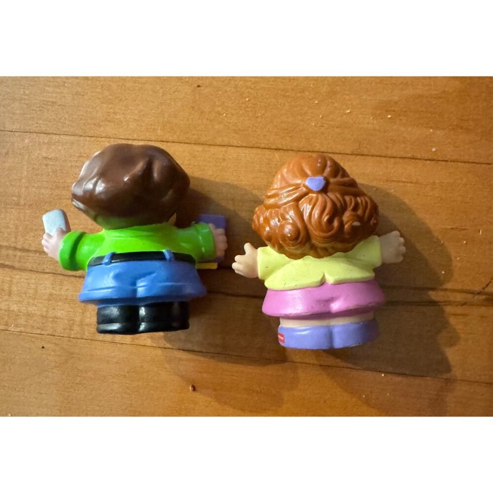 Fisher Price Little People Mom Girl Dad With Cell Phone Vtg Figurine - Picture 2 of 3